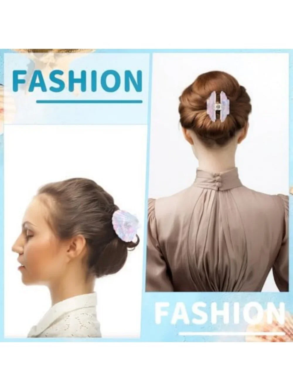 8 Pcs Seashell Hair Clips Set | Stylish Claw Clips for Women | Beachy